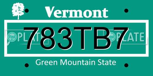 783TB7 Vermont License Plate