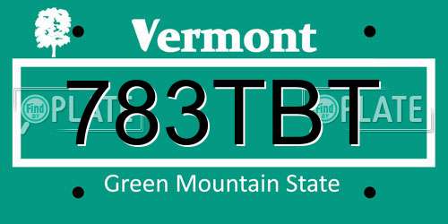 783TBT Vermont License Plate