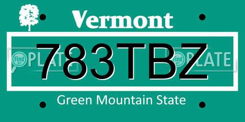 783TBZ Vermont License Plate
