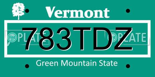 783TDZ Vermont License Plate