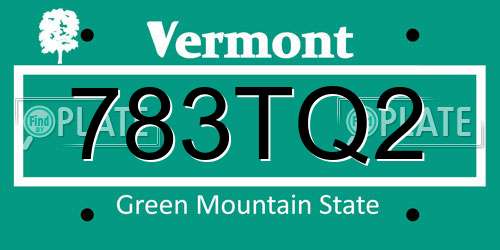 783TQ2 Vermont License Plate
