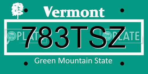783TSZ Vermont License Plate