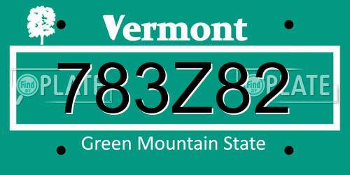 783Z82 Vermont License Plate