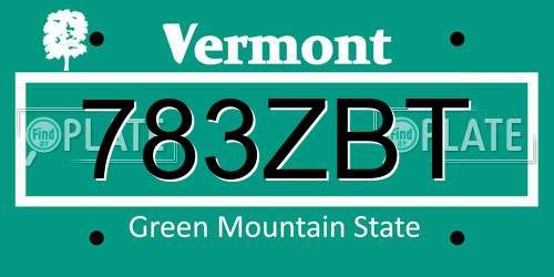 783ZBT Vermont License Plate