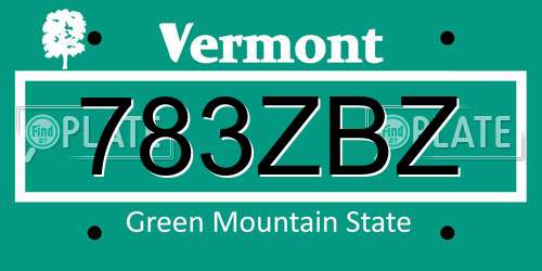 783ZBZ Vermont License Plate