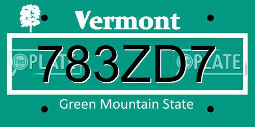 783ZD7 Vermont License Plate