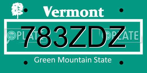 783ZDZ Vermont License Plate