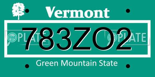 783ZO2 Vermont License Plate
