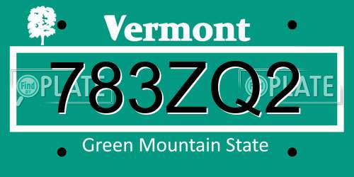 783ZQ2 Vermont License Plate