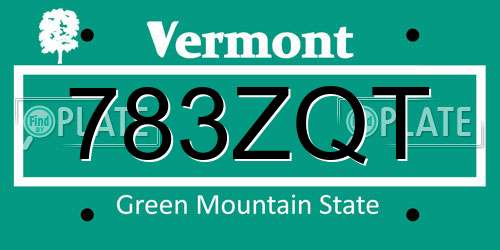 783ZQT Vermont License Plate