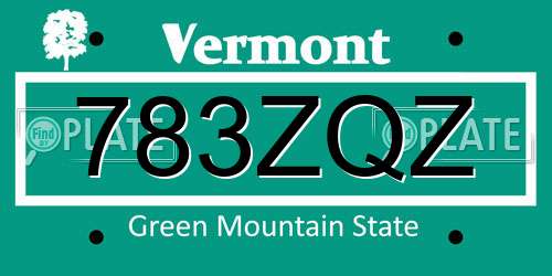 783ZQZ Vermont License Plate