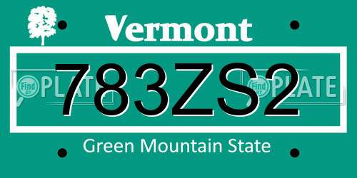 783ZS2 Vermont License Plate
