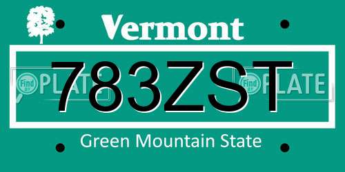 783ZST Vermont License Plate