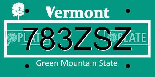 783ZSZ Vermont License Plate