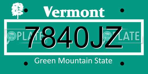 7840JZ Vermont License Plate