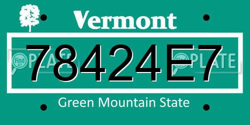 78424E7 Vermont License Plate