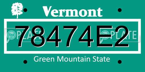 78474E2 Vermont License Plate