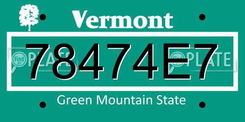 78474E7 Vermont License Plate