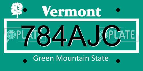 784AJC Vermont License Plate