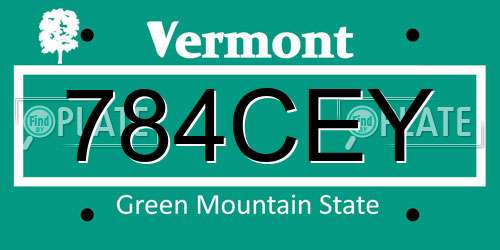 784CEY Vermont License Plate