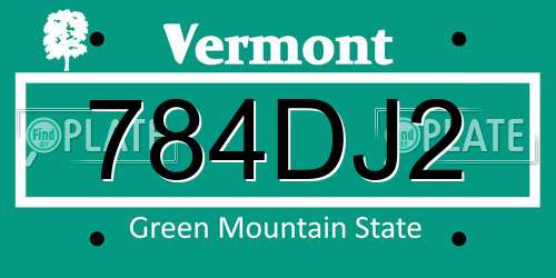 784DJ2 Vermont License Plate