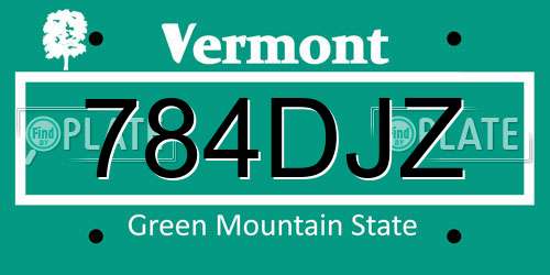 784DJZ Vermont License Plate