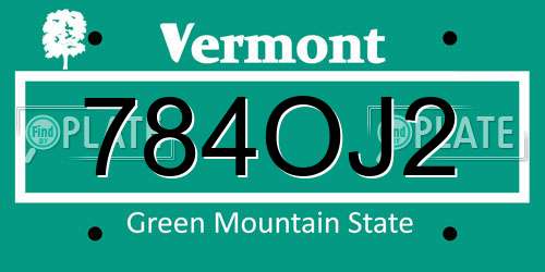 784OJ2 Vermont License Plate