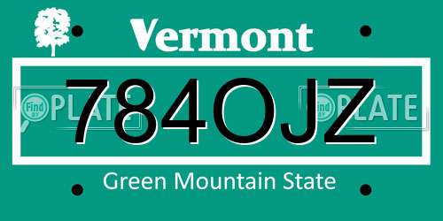 784OJZ Vermont License Plate