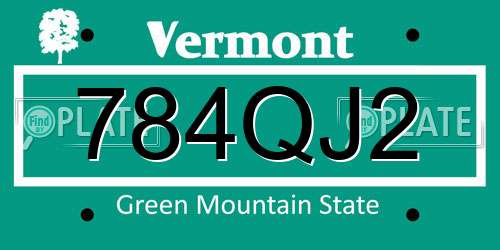 784QJ2 Vermont License Plate