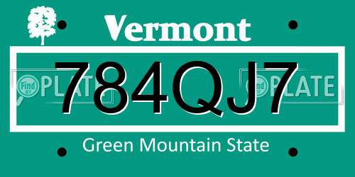 784QJ7 Vermont License Plate