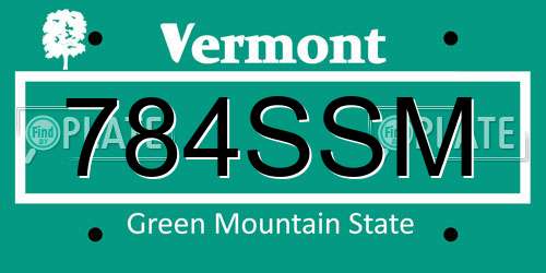 784SSM Vermont License Plate