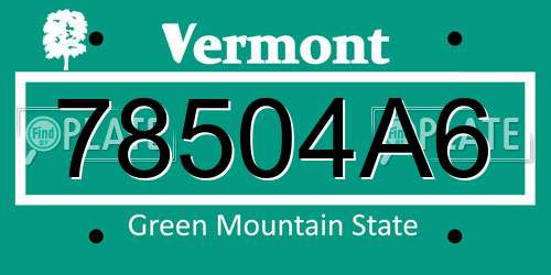 78504A6 Vermont License Plate