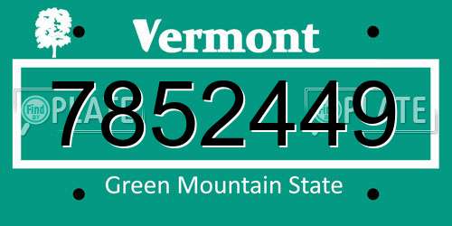 7852449 Vermont License Plate