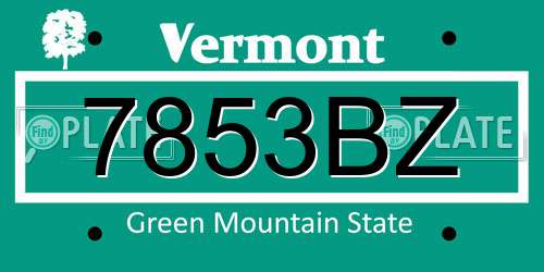 7853BZ Vermont License Plate