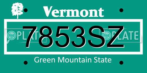 7853SZ Vermont License Plate
