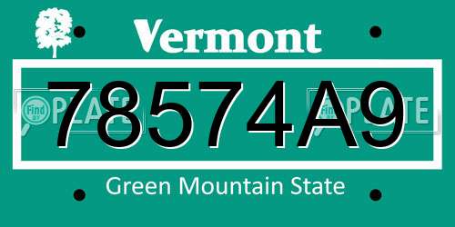 78574A9 Vermont License Plate