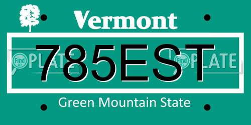 785EST Vermont License Plate
