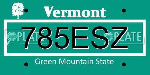 785ESZ Vermont License Plate