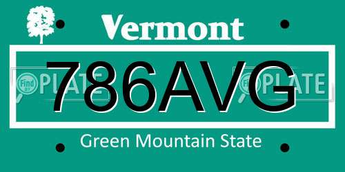 786AVG Vermont License Plate