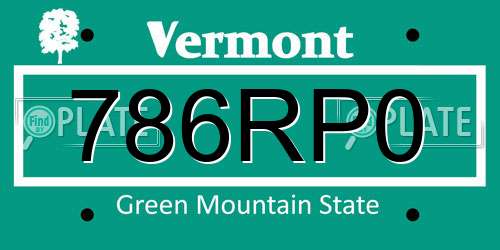 786RP0 Vermont License Plate