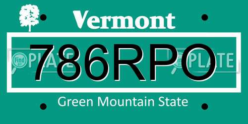 786RPO Vermont License Plate