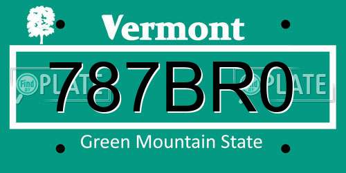 787BR0 Vermont License Plate