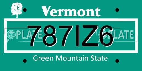787IZ6 Vermont License Plate