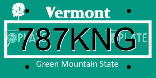 787KNG Vermont License Plate