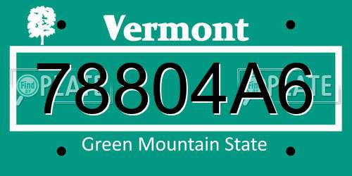 78804A6 Vermont License Plate