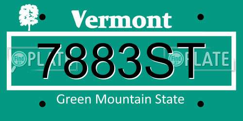 7883ST Vermont License Plate