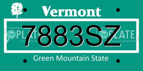 7883SZ Vermont License Plate