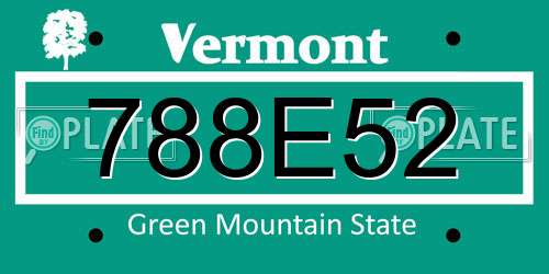 788E52 Vermont License Plate