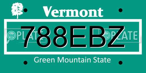788EBZ Vermont License Plate