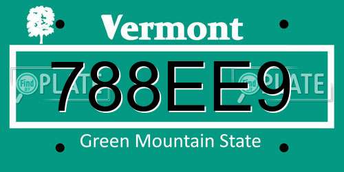 788EE9 Vermont License Plate
